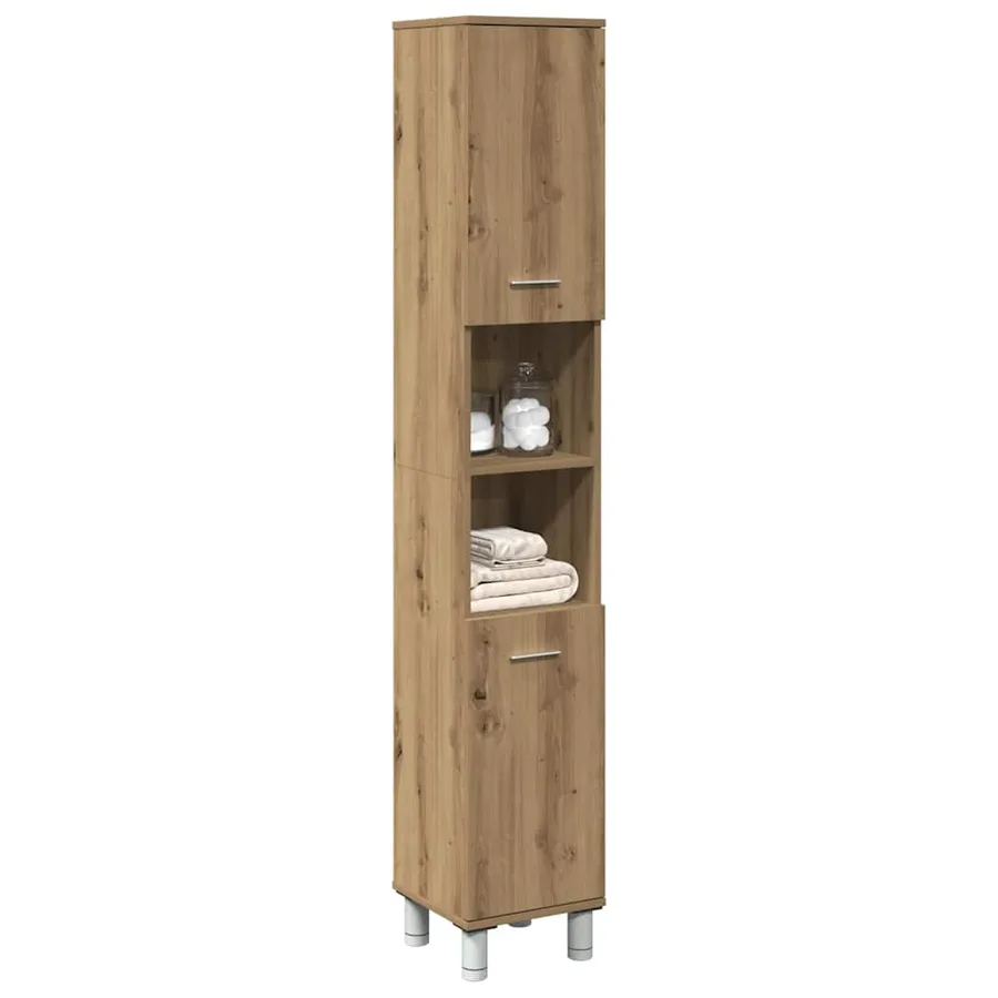 Armoire de salle de bain chêne artisanal 30x30x179 cm - 3
