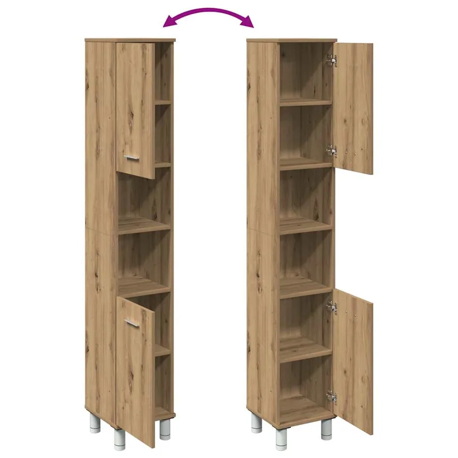 Armoire de salle de bain chêne artisanal 30x30x179 cm - 8