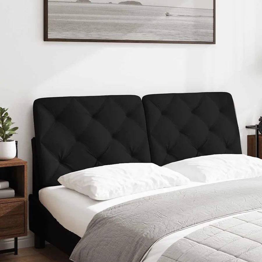 Coussin de tête de lit noir 120 cm tissu - 2