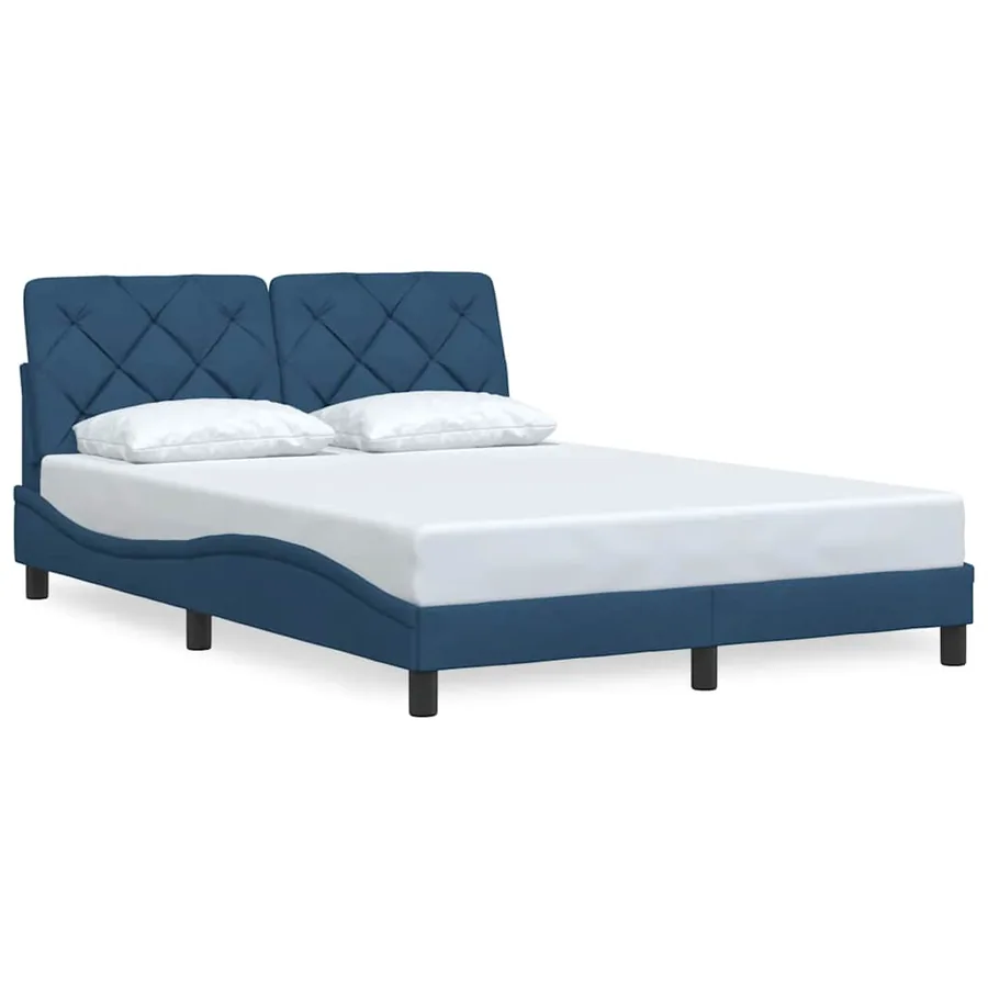 Cadre de lit sans matelas bleu 120x200 cm tissu - 3