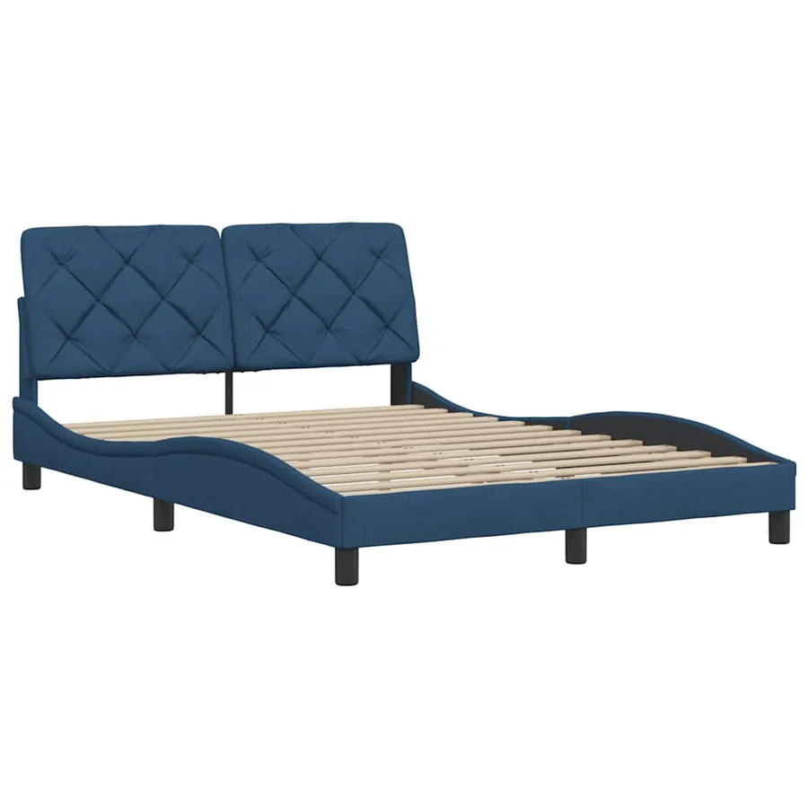 Cadre de lit sans matelas bleu 120x200 cm tissu - 4