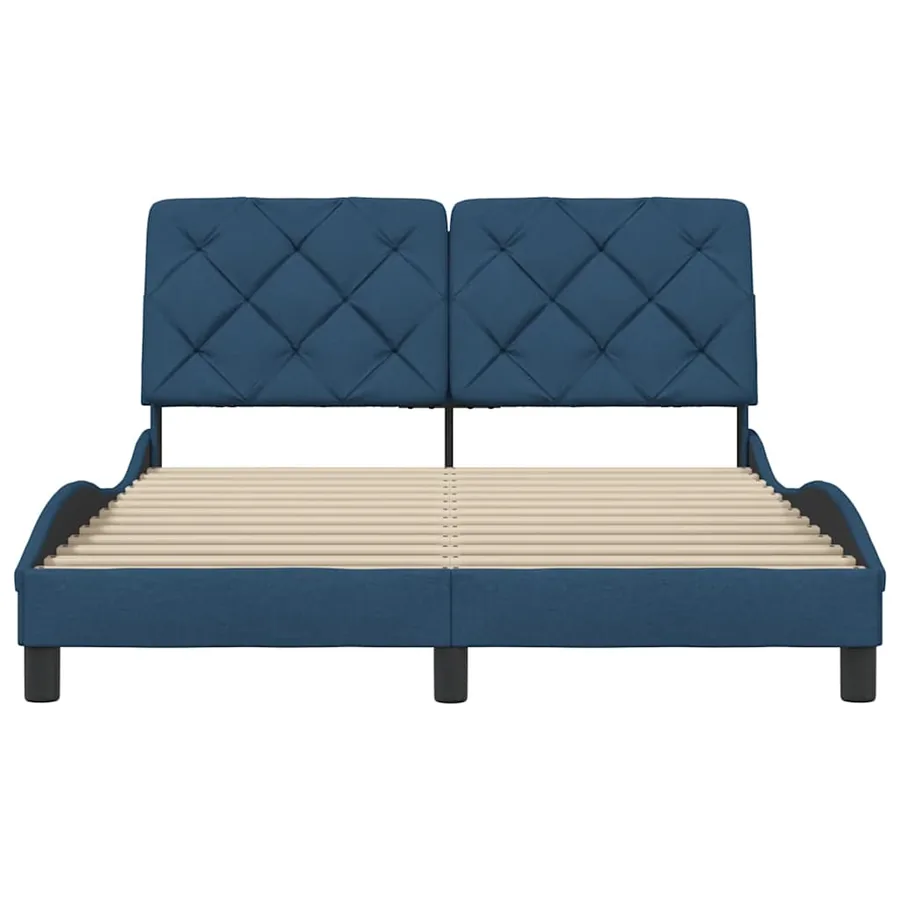 Cadre de lit sans matelas bleu 120x200 cm tissu - 5