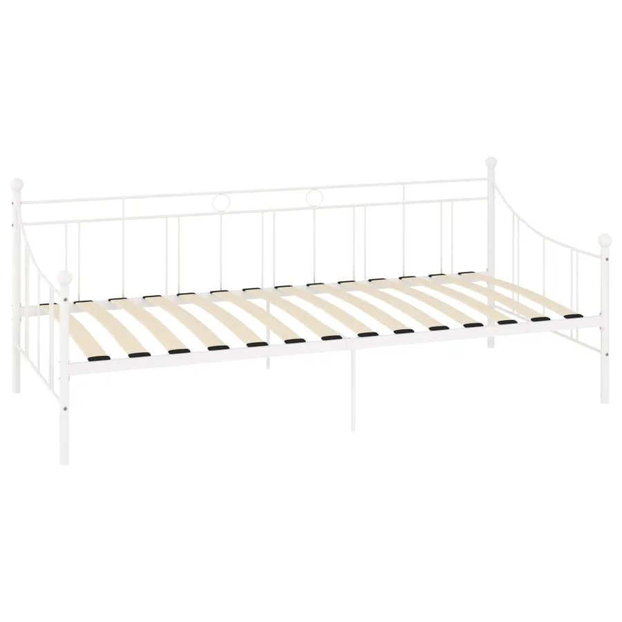 Cadre de lit de jour sans matelas blanc métal 90x200 cm - 3