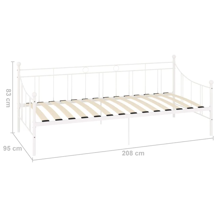 Cadre de lit de jour sans matelas blanc métal 90x200 cm - 8