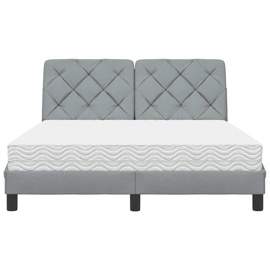 Lit avec matelas gris clair 120x200 cm tissu - 5