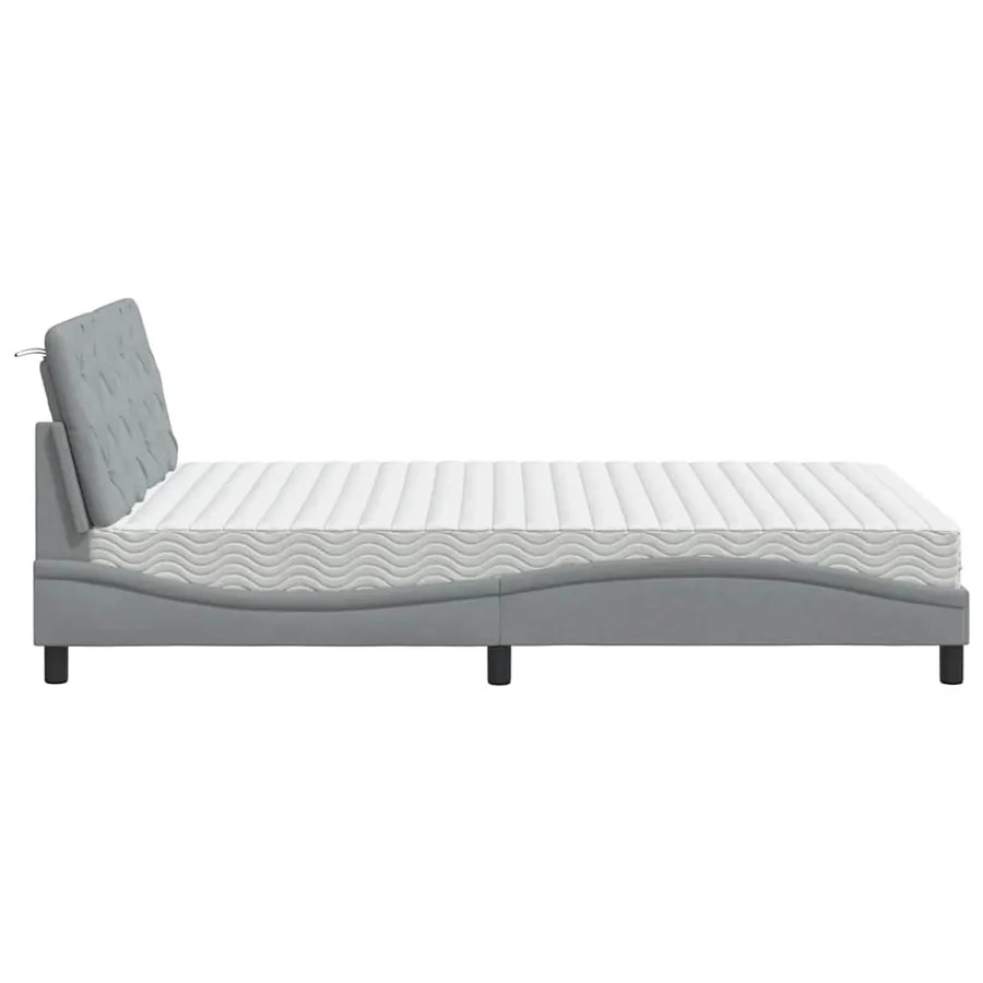 Lit avec matelas gris clair 120x200 cm tissu - 6