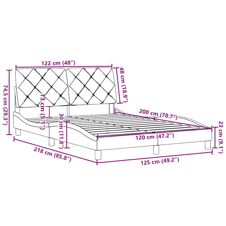 Cadre de lit sans matelas gris clair 120x200 cm tissu - 13