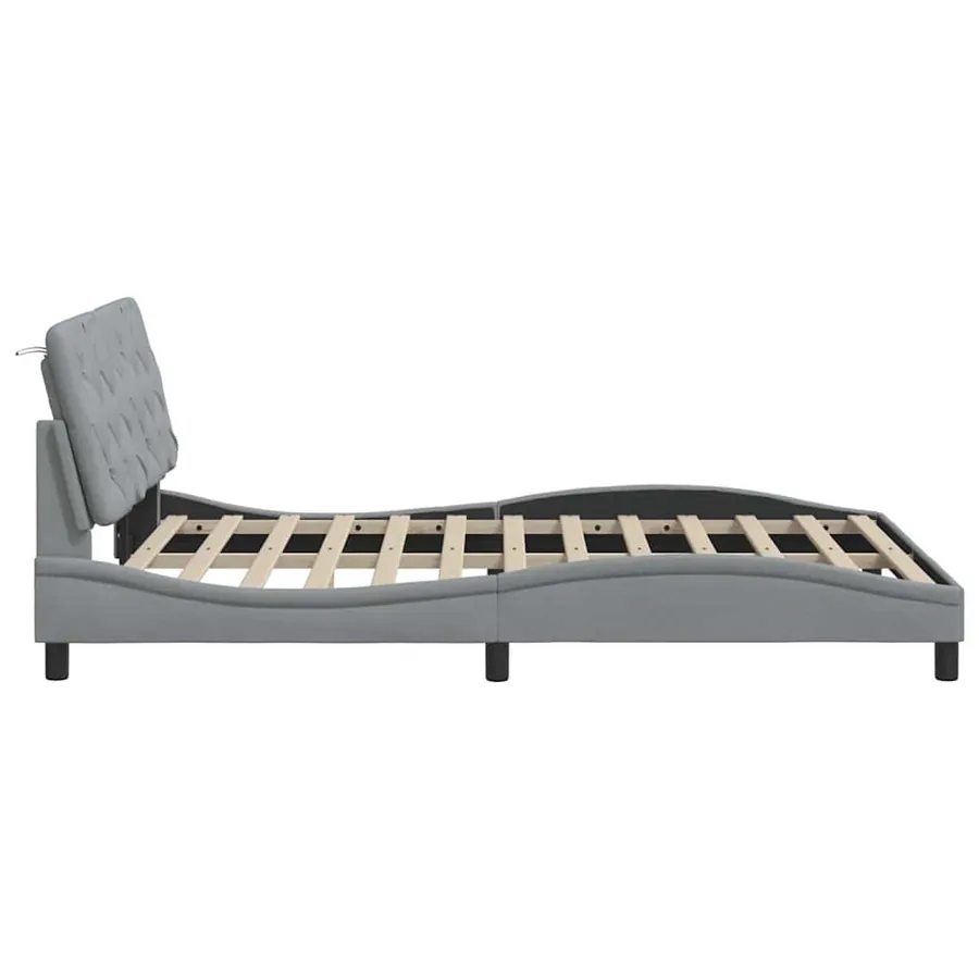 Cadre de lit sans matelas gris clair 120x200 cm tissu - 8