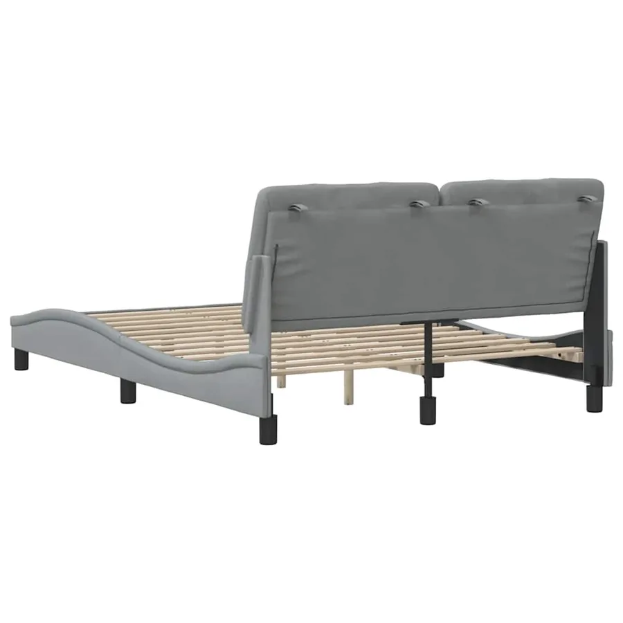 Cadre de lit sans matelas gris clair 120x200 cm tissu - 9