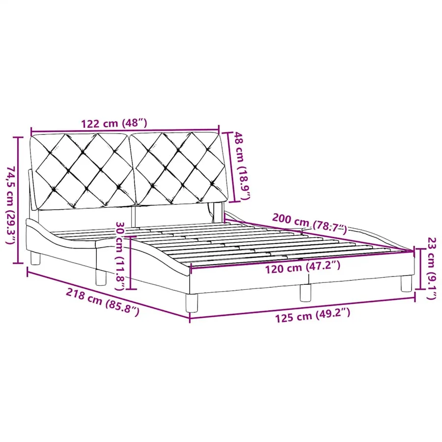 Cadre de lit avec LED sans matelas gris clair 120x200 cm tissu - 16
