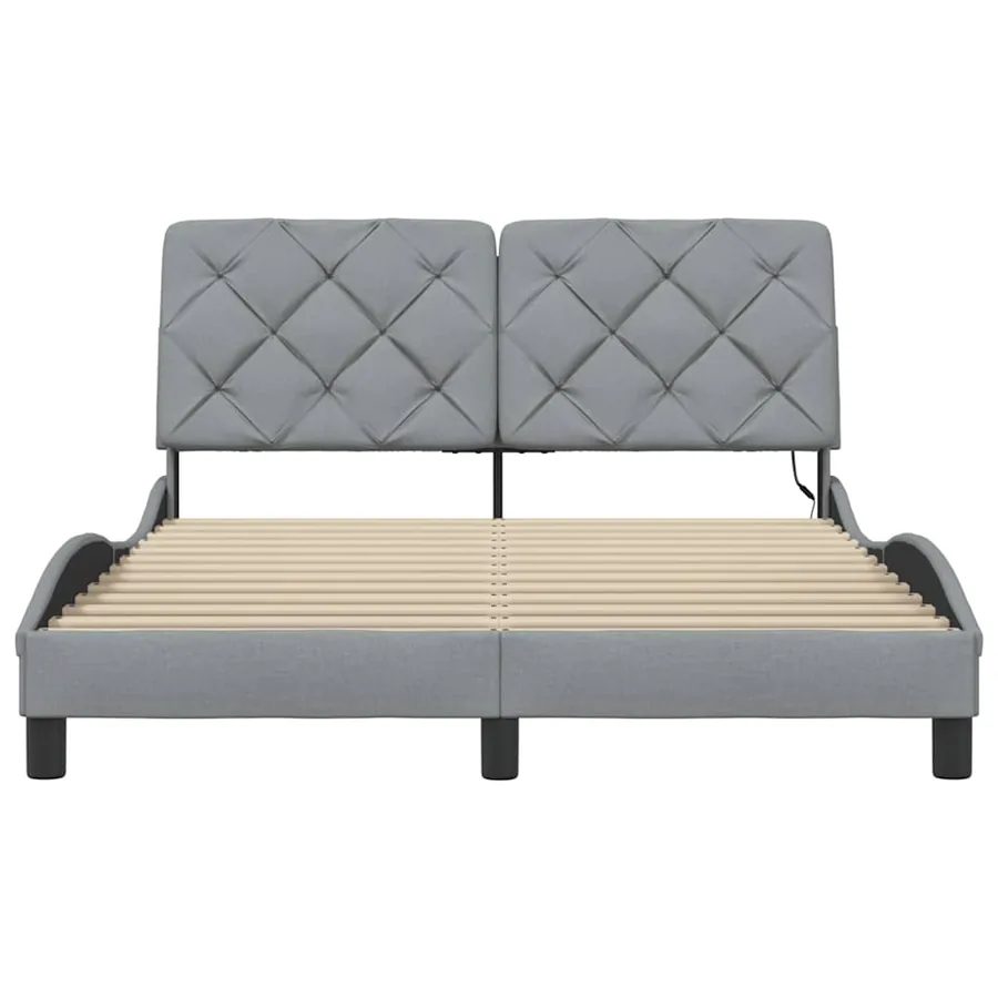 Cadre de lit avec LED sans matelas gris clair 120x200 cm tissu - 6