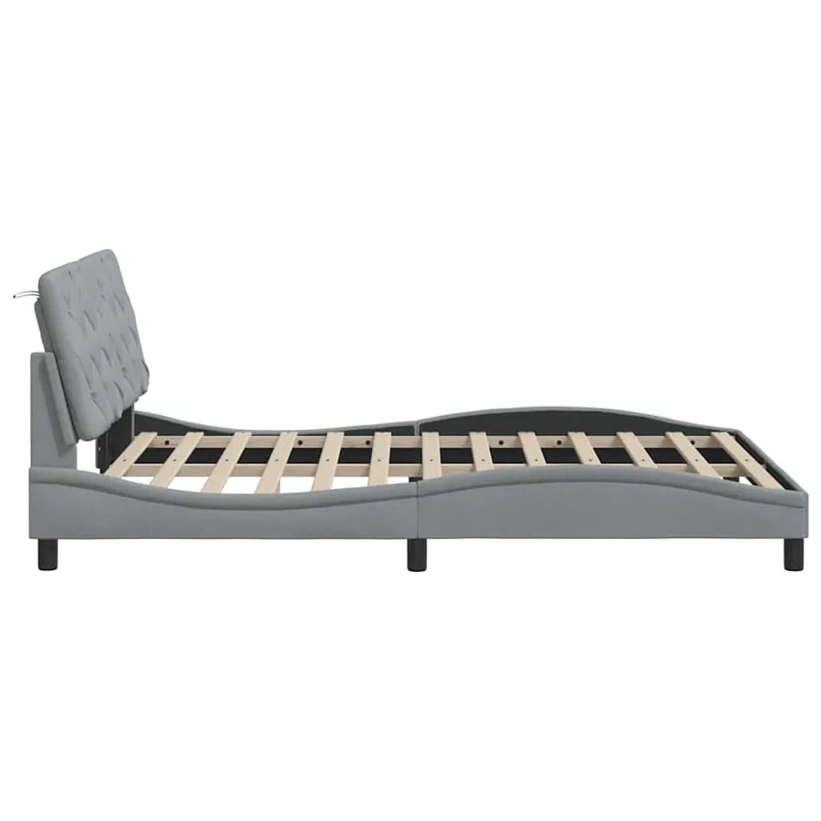 Cadre de lit avec LED sans matelas gris clair 120x200 cm tissu - 8