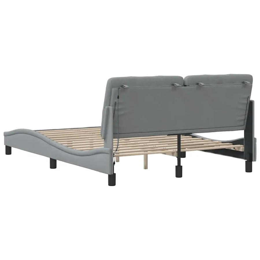 Cadre de lit avec LED sans matelas gris clair 120x200 cm tissu - 9