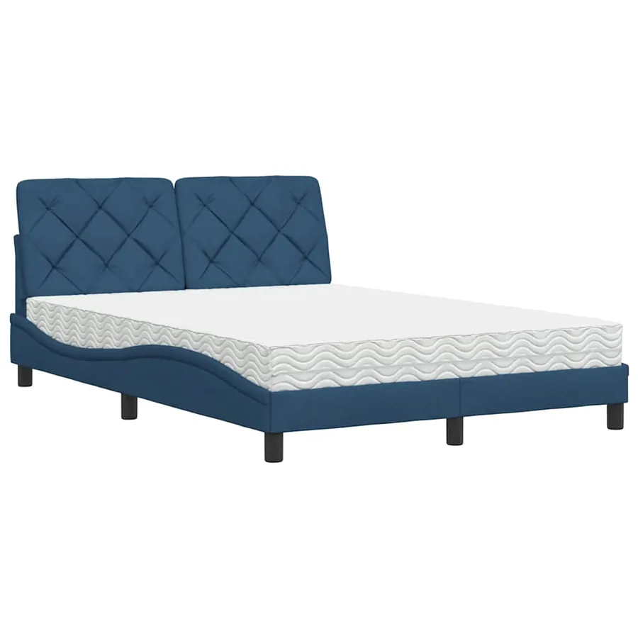 Lit avec matelas bleu 120x200 cm tissu - 2