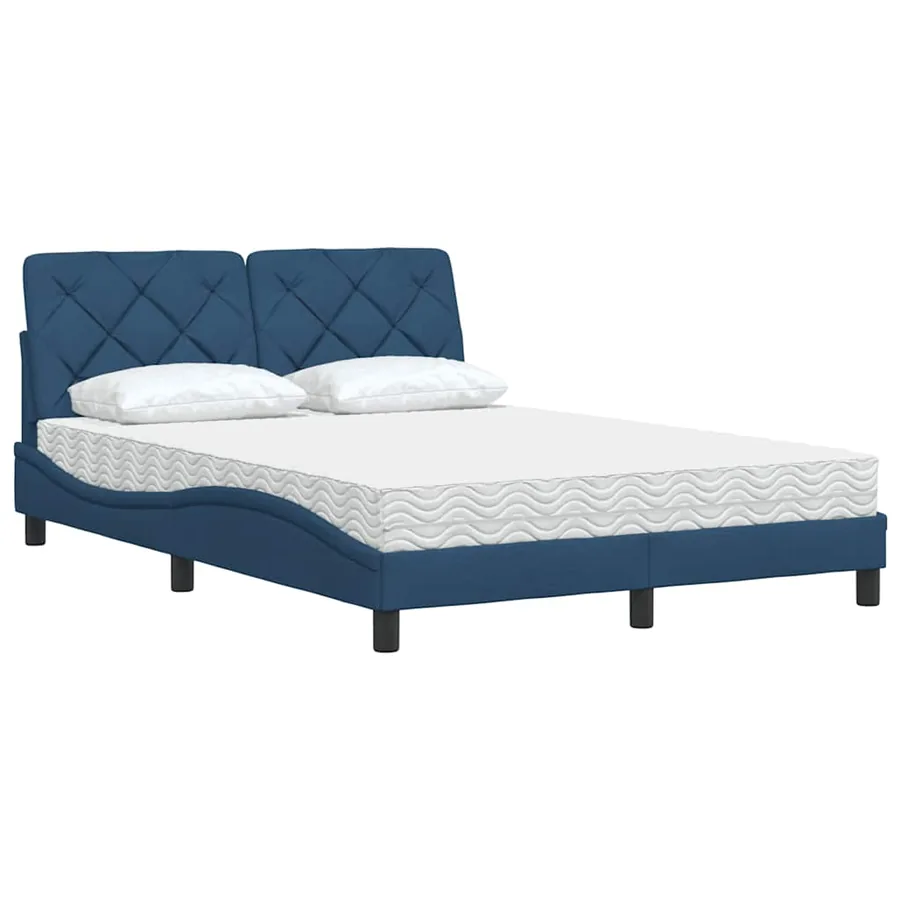 Lit avec matelas bleu 120x200 cm tissu - 4