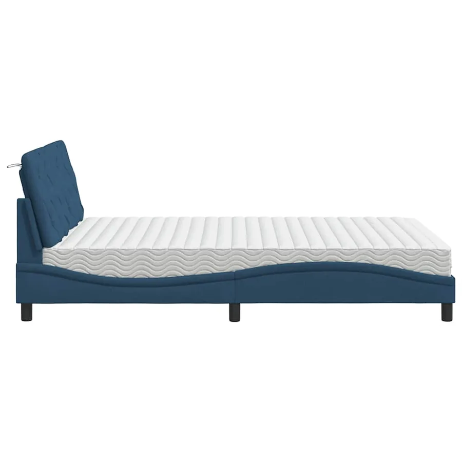 Lit avec matelas bleu 120x200 cm tissu - 6