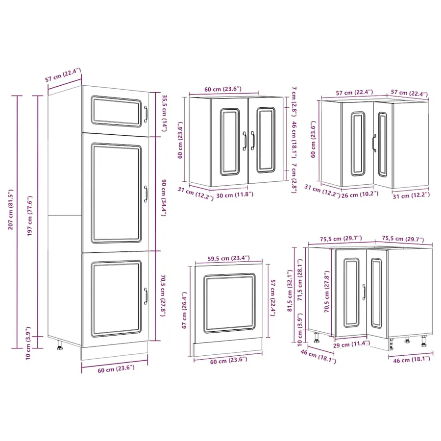 Ensemble d'armoires de cuisine 14 pcs Kalmar bois d'ingénierie - 10