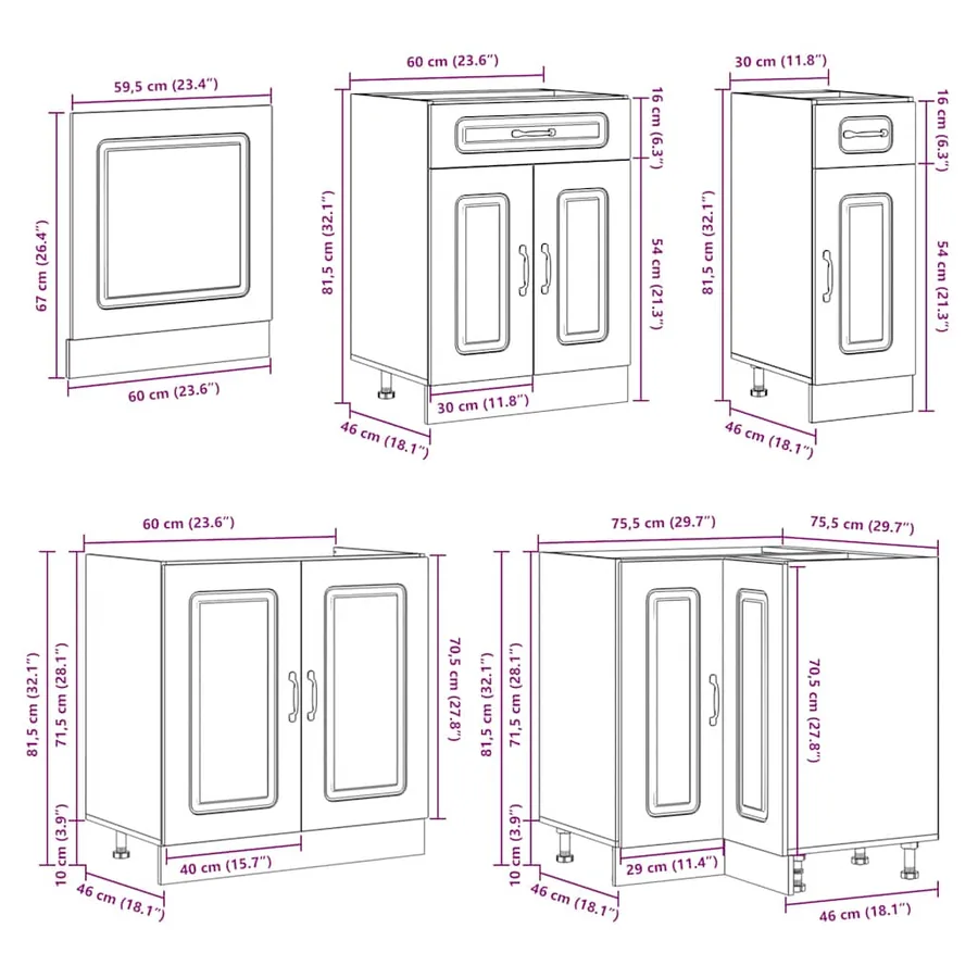 Ensemble d'armoires de cuisine 11 pcs Kalmar bois d'ingénierie - 10