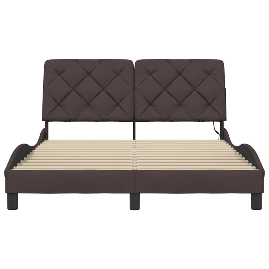 Cadre de lit avec LED sans matelas marron foncé 120x200cm tissu - 5