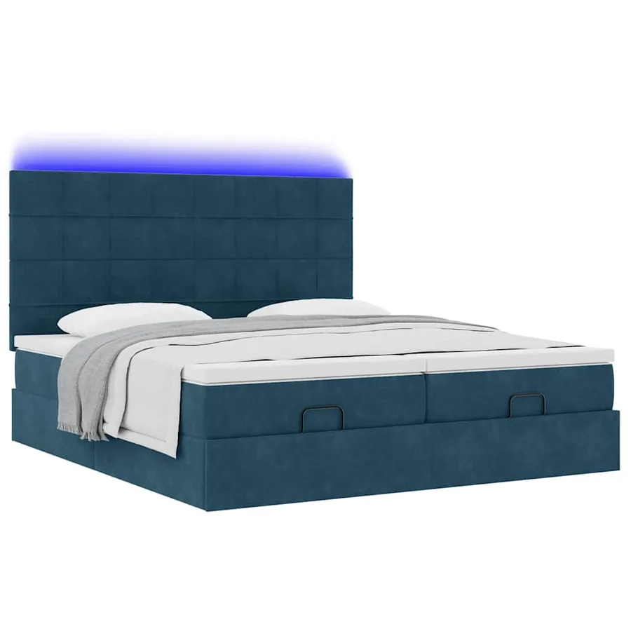 Cadre de lit ottoman avec matelas bleu foncé 180x200 cm velours - 6