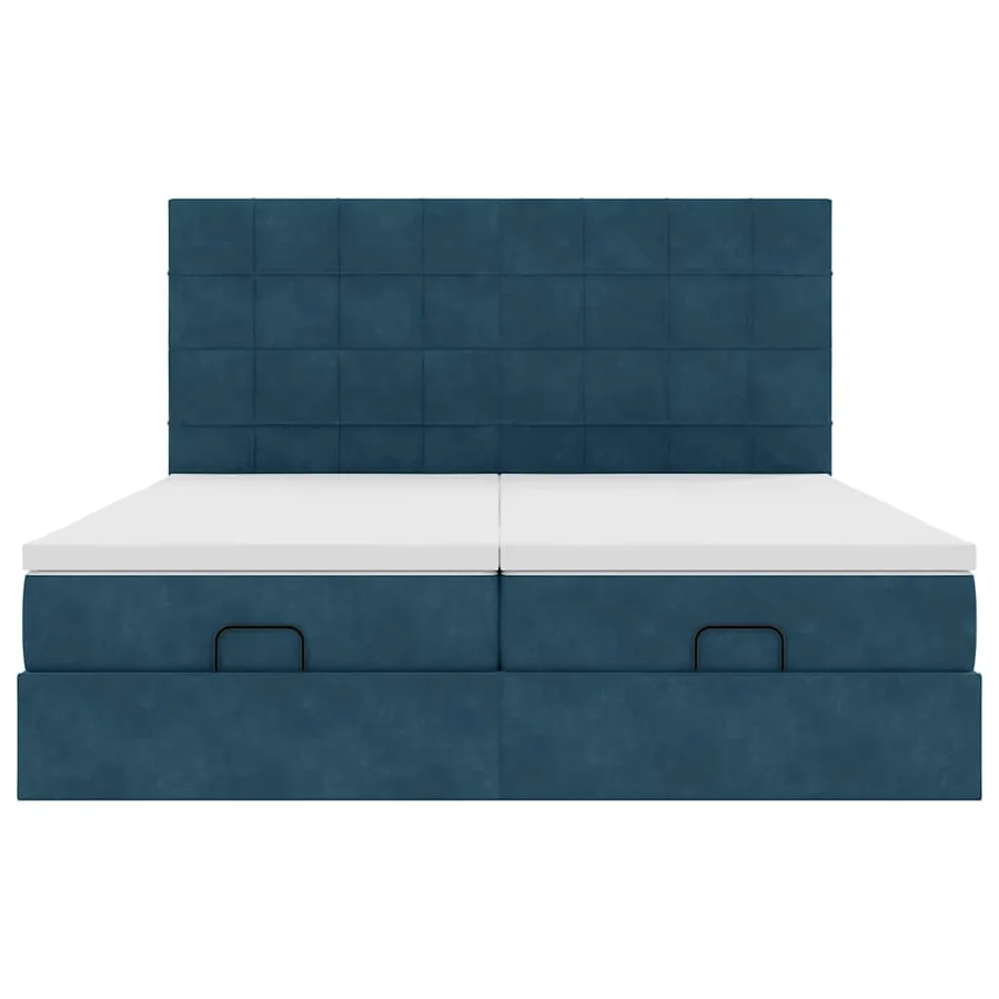 Cadre de lit ottoman avec matelas bleu foncé 180x200 cm velours - 8