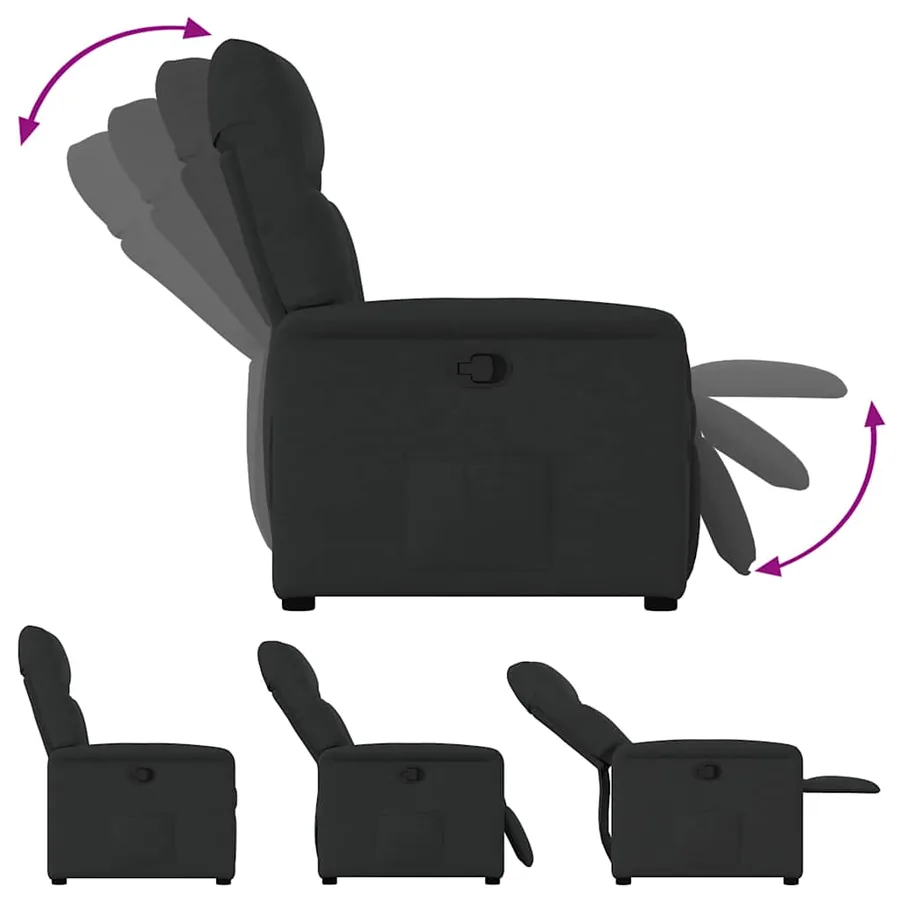 Fauteuil inclinable Noir Tissu - 6
