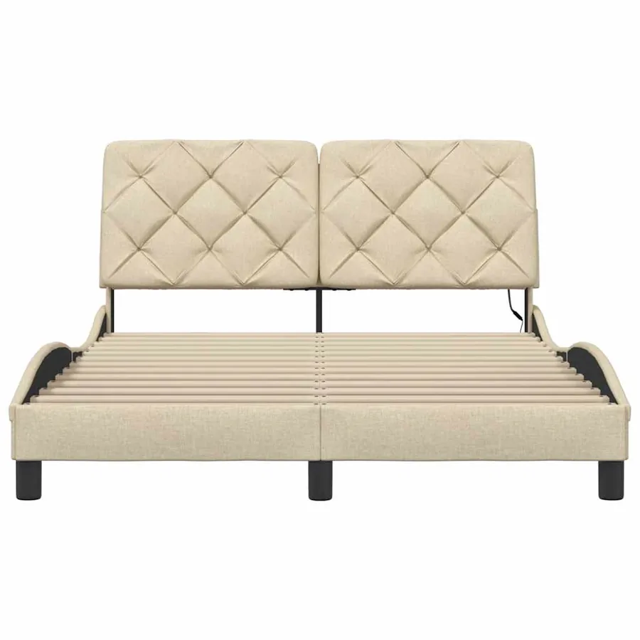 Cadre de lit avec LED sans matelas crème 120x200 cm tissu - 5