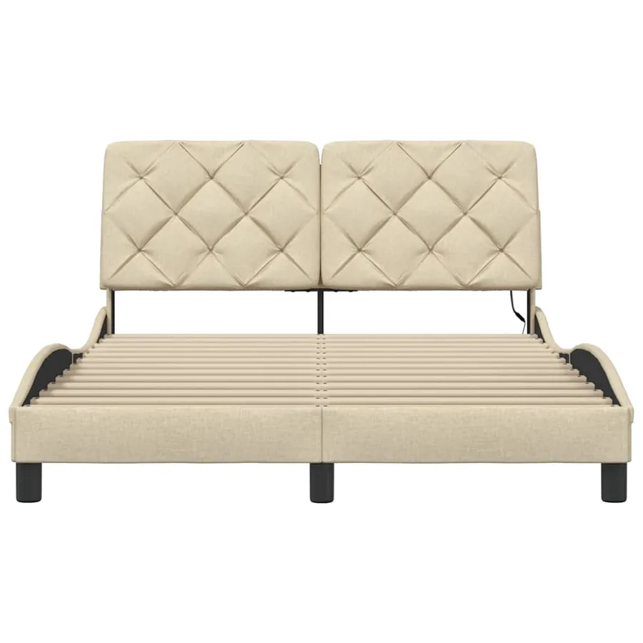 Cadre de lit avec LED sans matelas crème 140x190 cm tissu - 5
