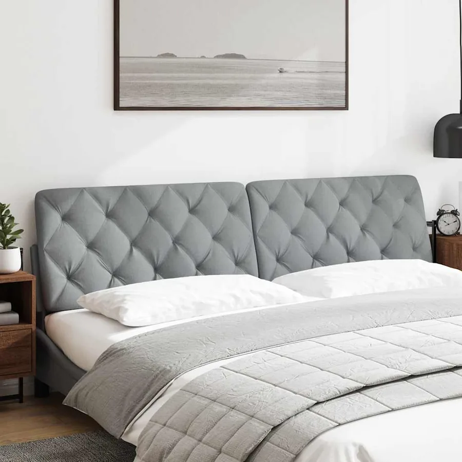 Coussin de tête de lit gris clair 200 cm tissu - 2