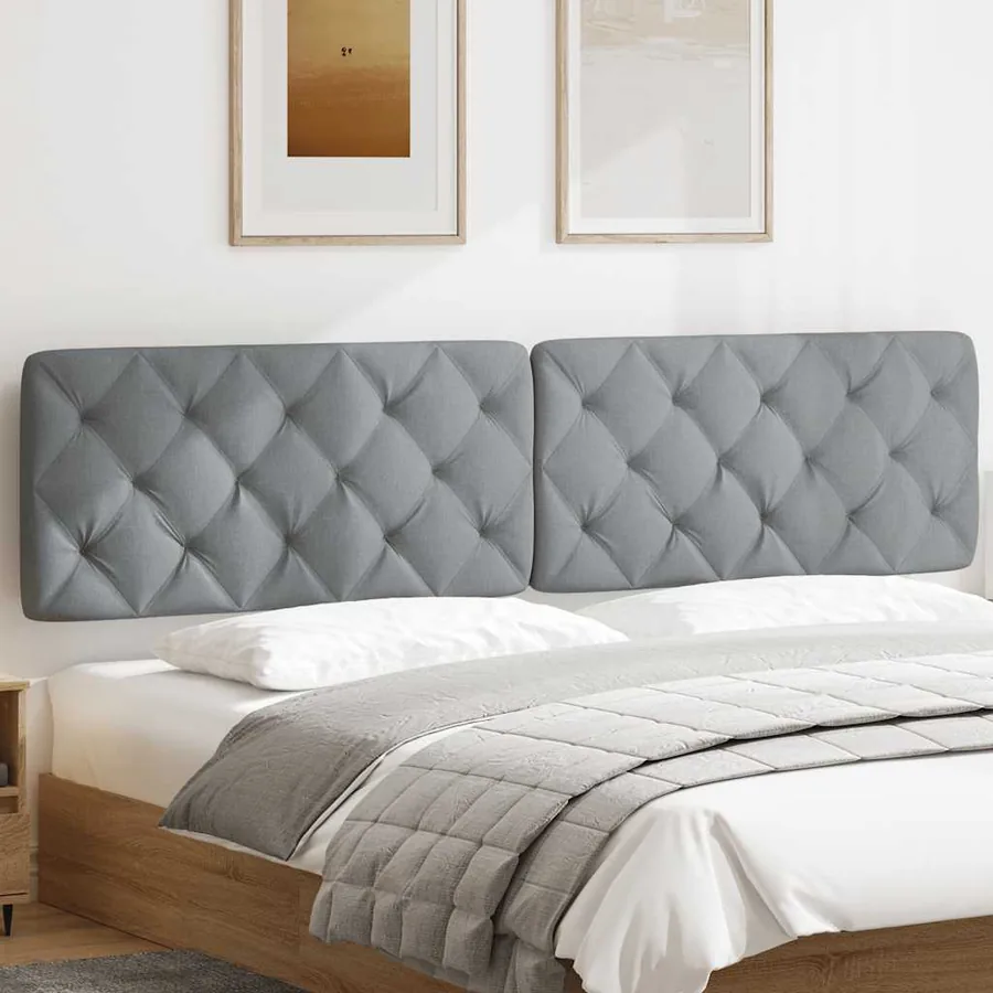 Coussin de tête de lit gris clair 200 cm tissu - 3