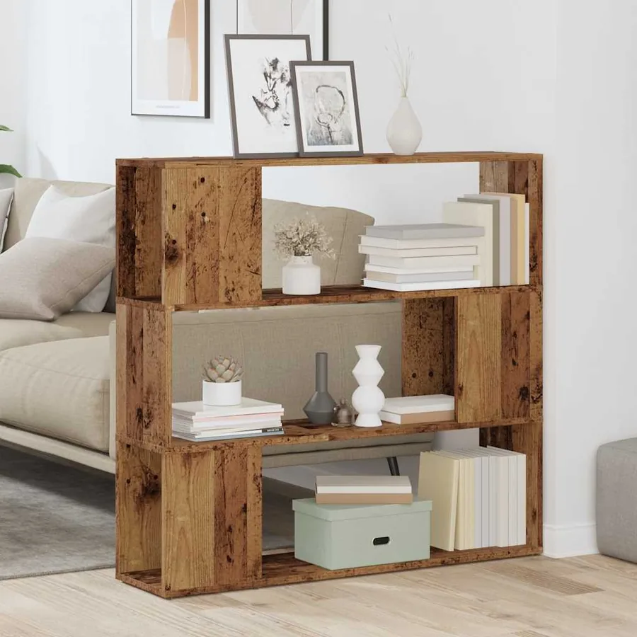 Bibliothèque/Séparateur de pièce vieux bois 100x24x94 cm - 3