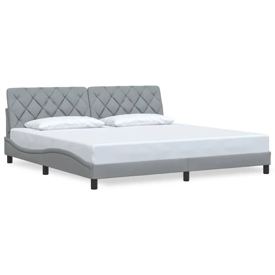 Cadre de lit sans matelas gris clair 200x200 cm tissu - 2