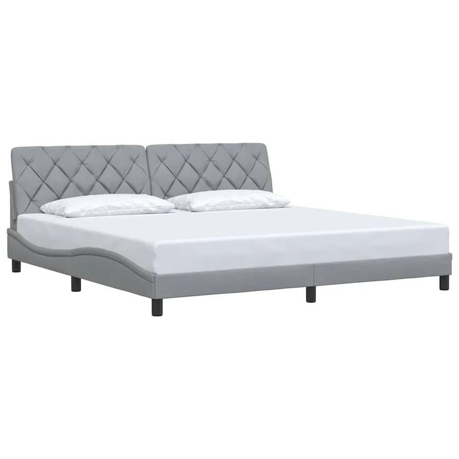 Cadre de lit sans matelas gris clair 200x200 cm tissu - 3