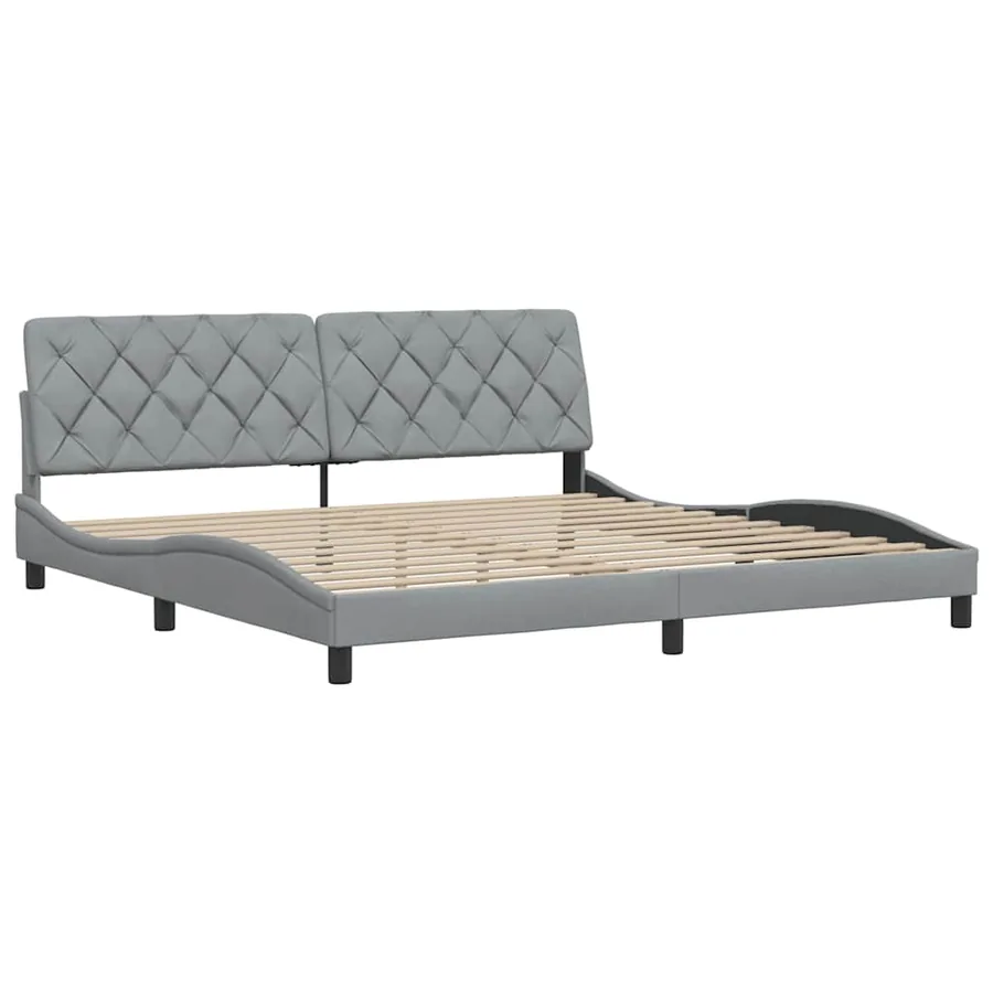 Cadre de lit sans matelas gris clair 200x200 cm tissu - 4
