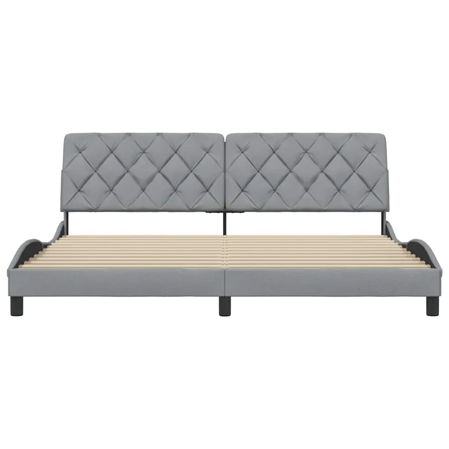 Cadre de lit sans matelas gris clair 200x200 cm tissu - 5