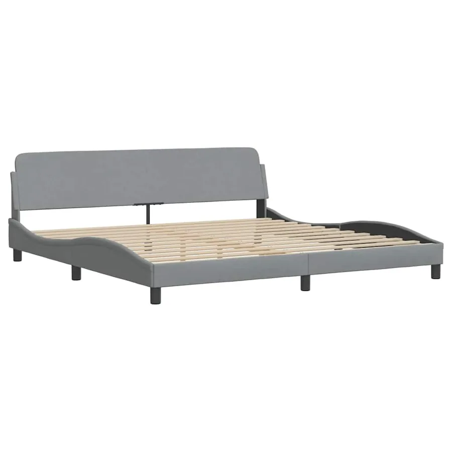 Cadre de lit sans matelas gris clair 200x200 cm tissu - 6