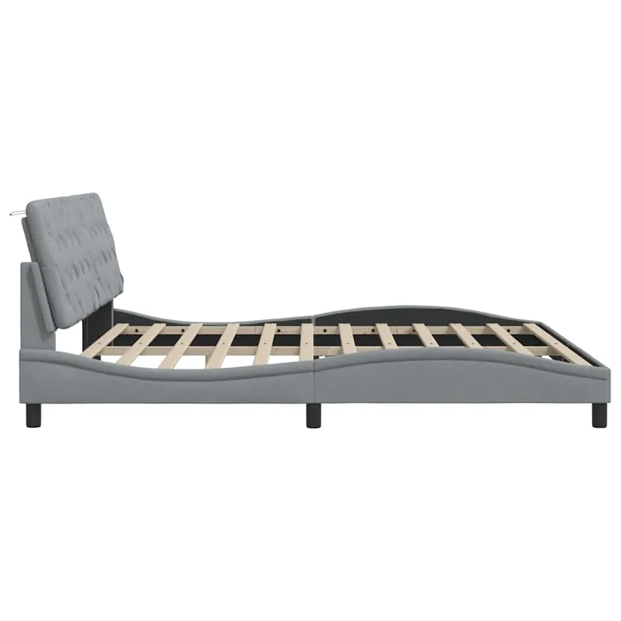 Cadre de lit sans matelas gris clair 200x200 cm tissu - 8