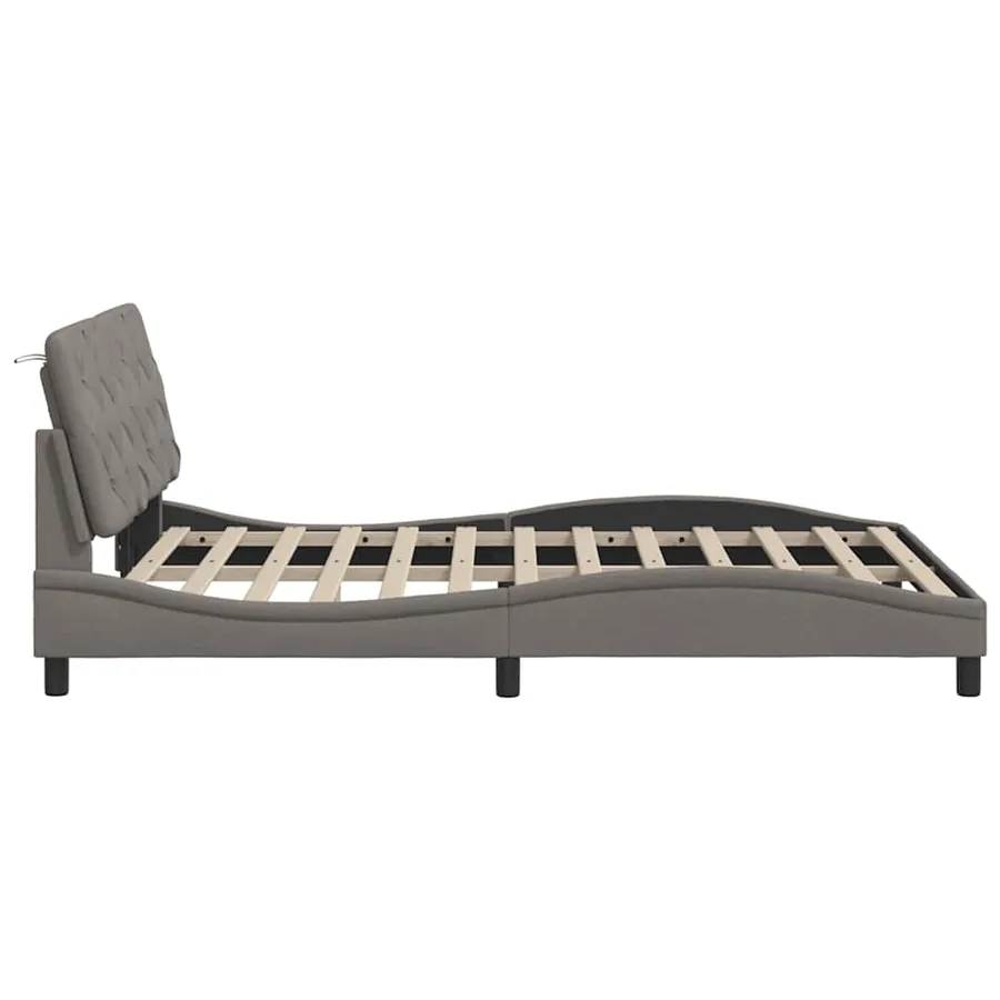 Cadre de lit sans matelas taupe 120x200 cm tissu - 8