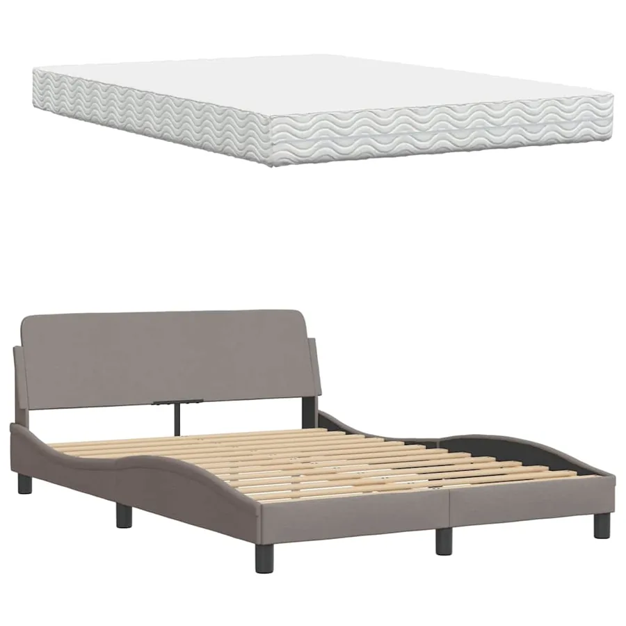 Lit avec matelas taupe 120x200 cm tissu - 8
