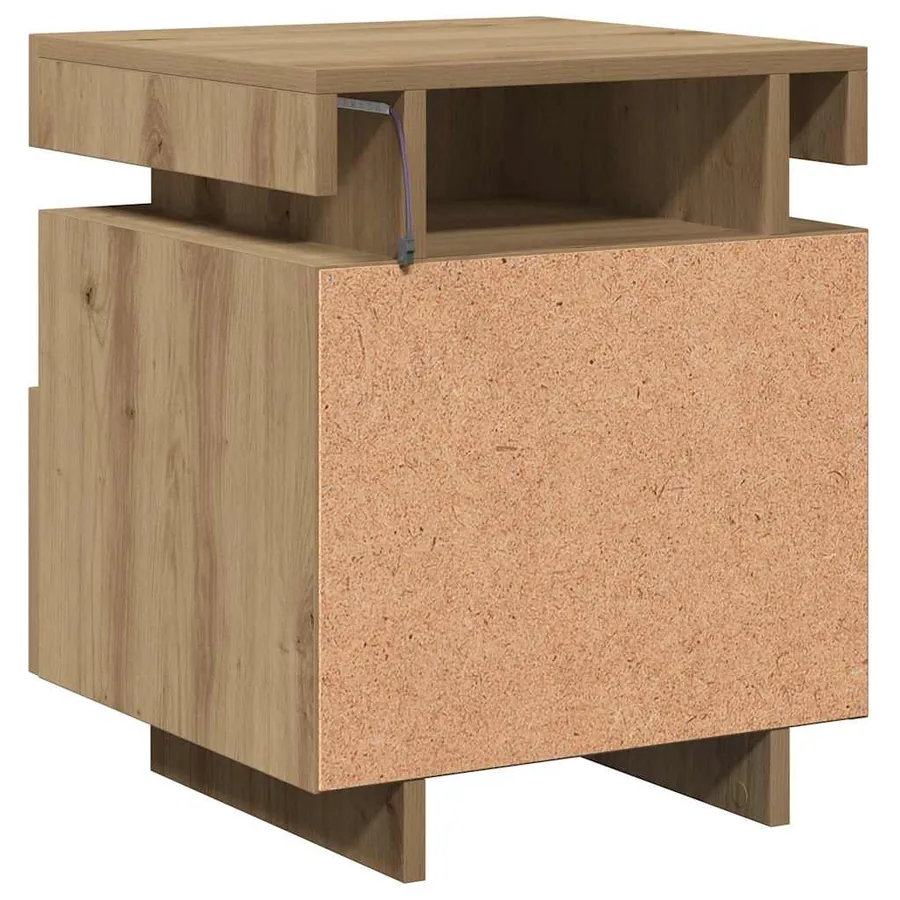 Armoire de chevet et lumières LED chêne artisanal 40x39x48,5 cm - 14