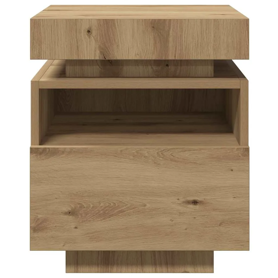 Armoire de chevet et lumières LED chêne artisanal 40x39x48,5 cm - 6