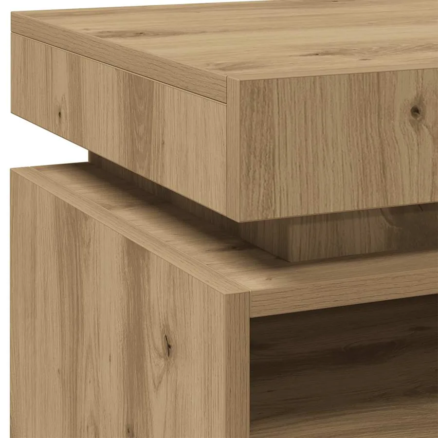 Armoire de chevet et lumières LED chêne artisanal 40x39x48,5 cm - 9