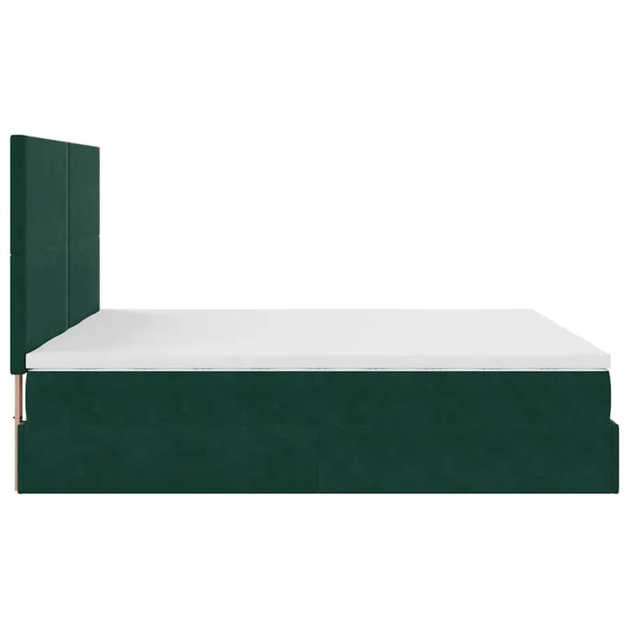 Cadre de lit ottoman avec matelas vert foncé 160x200 cm velours - 8