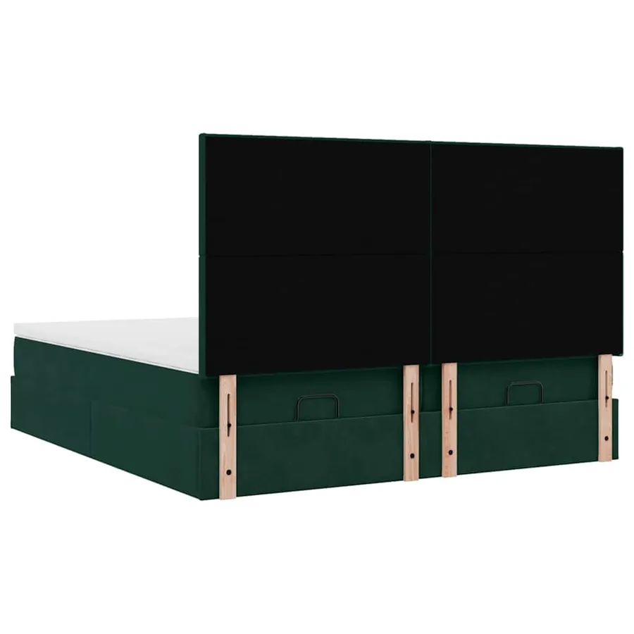 Cadre de lit ottoman avec matelas vert foncé 160x200 cm velours - 9