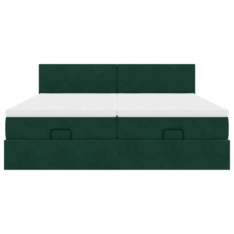 Cadre de lit ottoman avec matelas vert foncé 160x200 cm velours - 7
