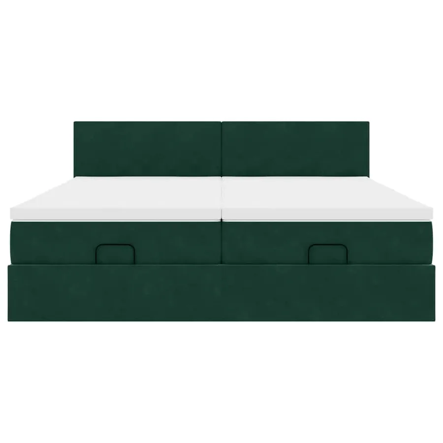 Cadre de lit ottoman avec matelas vert foncé 160x200 cm velours - 8