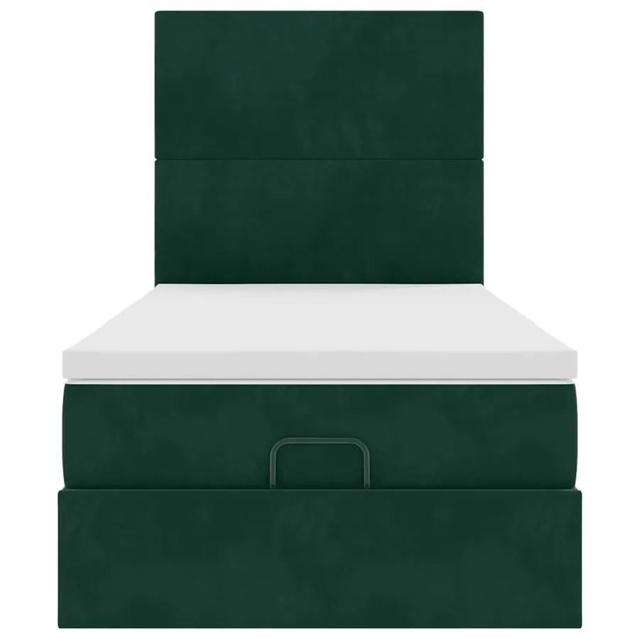 Cadre de lit ottoman avec matelas vert foncé 80x200 cm velours - 7