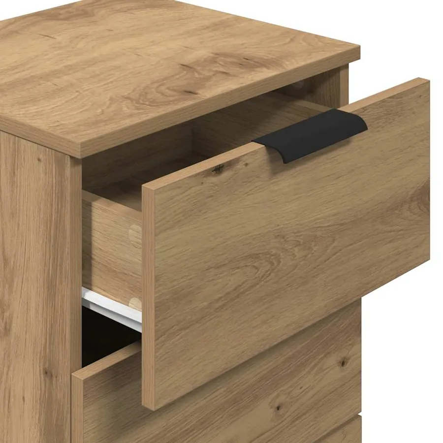 Table de chevet chêne artisanal 40x36x65 cm bois d'ingénierie - 9