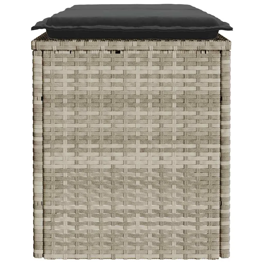 Banc de jardin coussin gris clair 110x40x44 cm résine tressée - 5