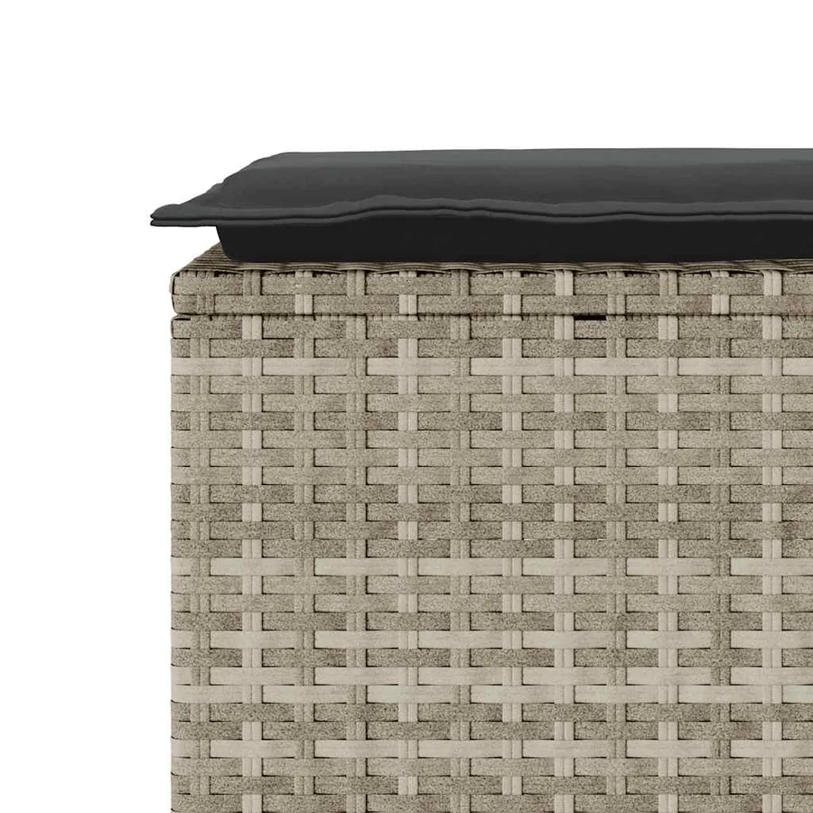 Banc de jardin coussin gris clair 110x40x44 cm résine tressée - 7